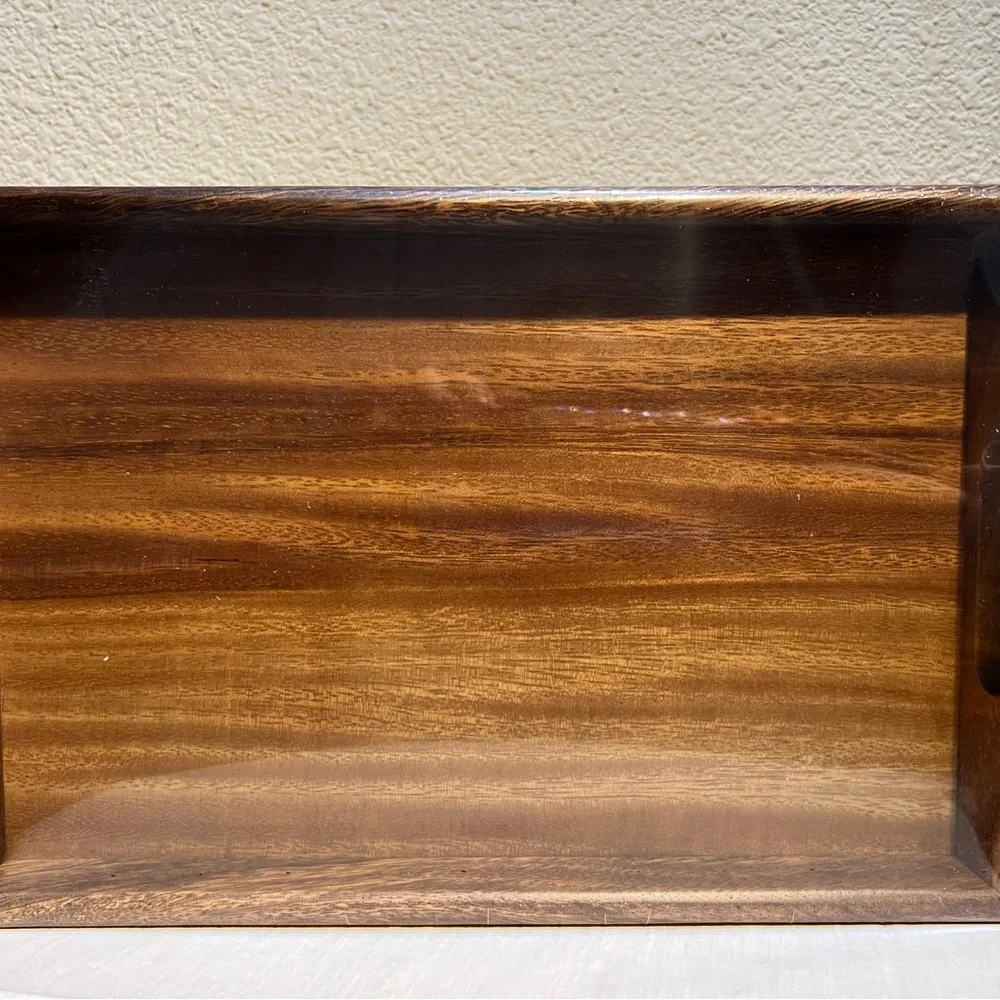 Brown Vanity Tray with Handles and Polished Finish